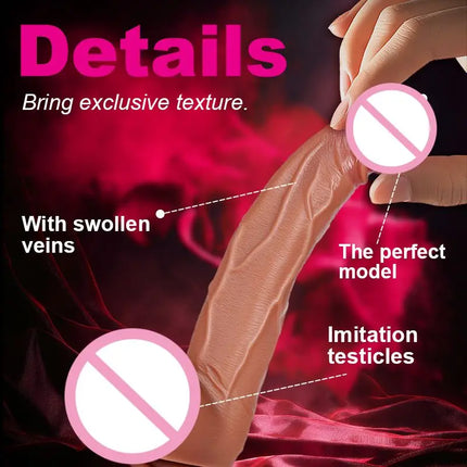 1pc 8.6inch Thrust Realistic Dildo Vibrator With 10 Telescopic And 10 Vibration Modes With Heating, Silicone Soft Realistic Remote Control Adult Sex Toy For G-spot Vibration Stimulation With Powerful Suction Cup