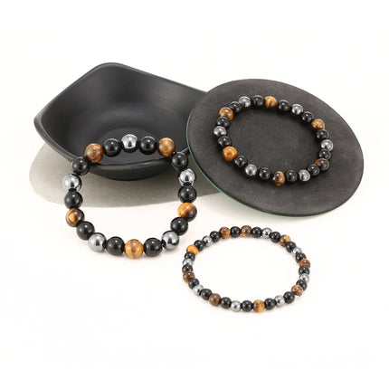 Natural Black Obsidian Hematite Tiger Eye Beads Bracelets Men for Magnetic Health Protection Women Soul Jewelry Pulsera Hombre
