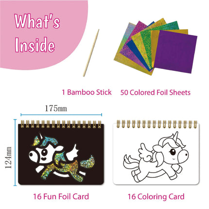Art & Craft Activity for Kids Foil Fun Unicorns & Princess Scratch Art Book No Mess DIY Creative Activity Kit Gifts for Girls