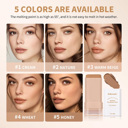 Skin Tint Foundation Stick with Brush Multi Use Matte Waterproof Long Lasting Oil Control Thin Coverage for Blemishes Concealer