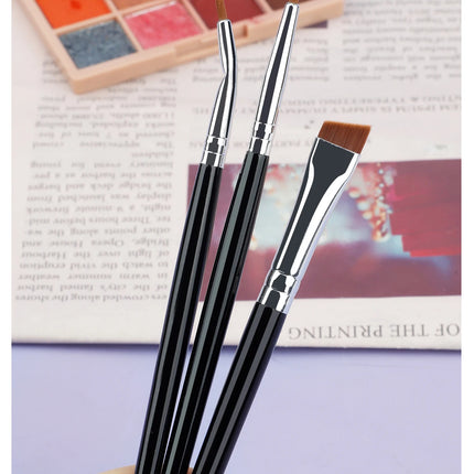 3pcs Eye Makeup Brush Ultra Fine Eyeliner Brush Set, Including Straight, Angled, Bent Tip, Suitable For Makeup