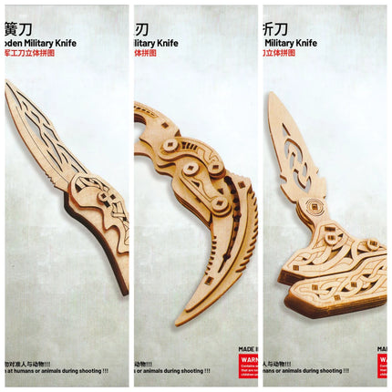 Explosions Laser Folding 3D Hand-made Jigsaw Puzzle Wooden Assembling Parent-child Butterfly Model Knife Boy Gift