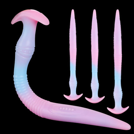 Soft Anal Plug For Adult Sex Toy For Women /Men /Couples Liquid Silicone Dildo Dilator Anal Masturbators long Butt Plug Luminous