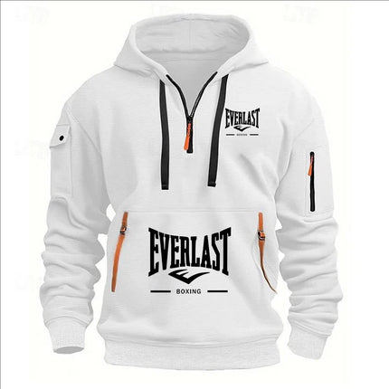 Fashion autumn and winter men's brand clothing multi-zipper design printed hoodie casual sweatshirt loose hooded jumper