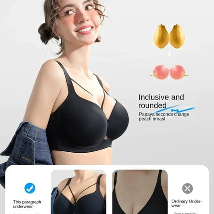 Large Size Seamless Lingerie for Women Thin and Sexy Bra Comfortable Top Up Push-up Anti-Sagging Sports Breast Collection Bras