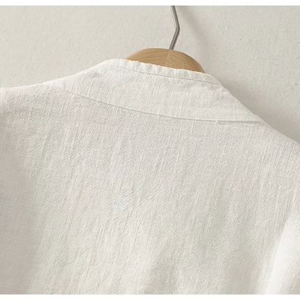 Loose Fit Long Sleeve Shirt New Autumn 2025 Chinese Style Button Zen Study Robe Tea Ceremony Side Buttoned Cotton Linen Shirt