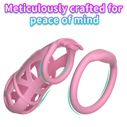 Male Chastity Cage Device Lock Belt Set Flat And Curved Rings ABS Material Removable Metal Lock Training Urethral Opening