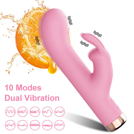 Powerful Clitoris Vagina Vibrator Ctimulator Vibration 2 in 1 Rabbit Dildo Vibrator Masturbation Tools for Women Sexy Adult Toys