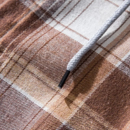 Autumn Hot Sale Of The Season Men's Plaid Hooded Casual Shirt Independent Station Cross-Border Checkered Hoodie Style Floral Patchwork