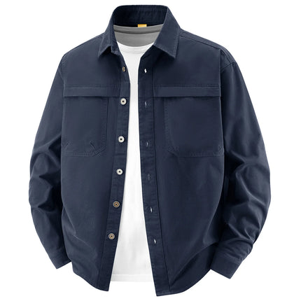 2026 New Style Casual Retro Long-Sleeved Shirt Men's Spring/Autumn Workwear Pure Cotton Washed Shirt Jacket Coat