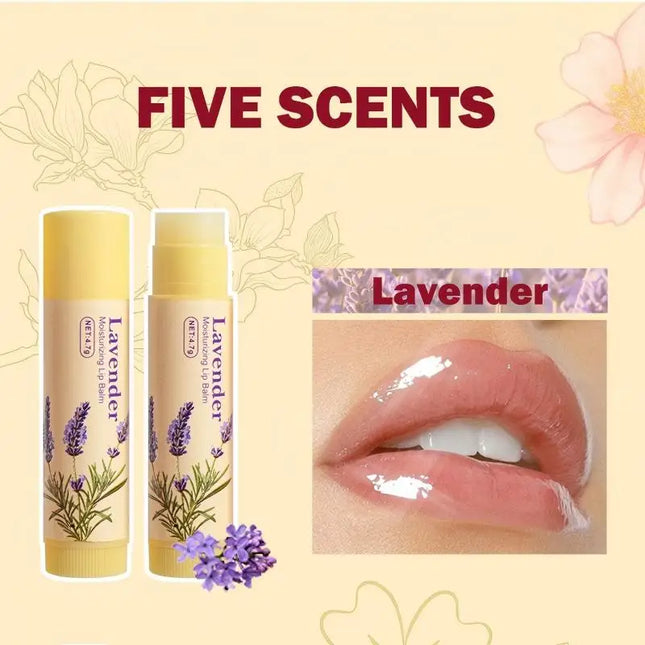 5PCS Deep Moisturizing Lip Balm Set Floral Fragrance Nourishing Lip Mask Lip Care to Reduce Lip Lines & Plump Lips