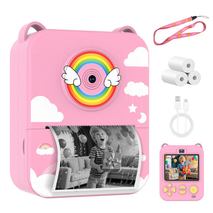 Kids Camera Digital Children Camera Instant Print Photo Video Recorder Toddler Mini Thermal Printer Birthday Gifts Cute Unicorn