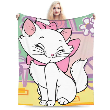 Aristocats Marie Cat Knitted Blankets Pink Wool Throw Blanket Summer Air Conditioning Portable Soft Warm Bedspread