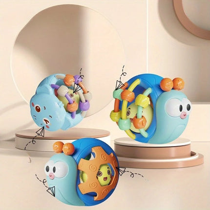 Hand-Held Baby Rattle Puzzle Early Education Snail Rattle Plastic Ball Color Festival Can Send Birthday Christmas Gifts