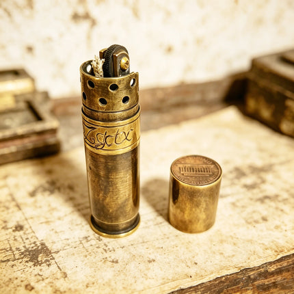 Brass Bullet Trench kerosenes  lighter Cylinder Gasolines Lighter Fuel Grinding Wheel Retro Nostalgic Isqueiro Collection Gift