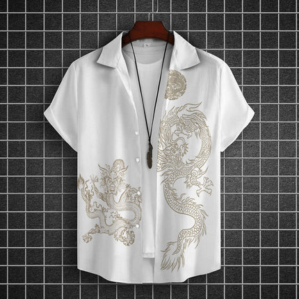 Men's Shirts Short Sleeve Tops Dragon Graphic Clothing 3d Shirts 2024 Casual Fashion Streetwear Summer Apparel For Male Blouse