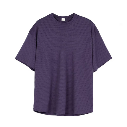 Oversize Loose Short Sleeve Sport T-Shirts Dropped Shoulders Gym Fitness Bodybuilding Shirt Mesh Breathable Quick Dry Men's Tees