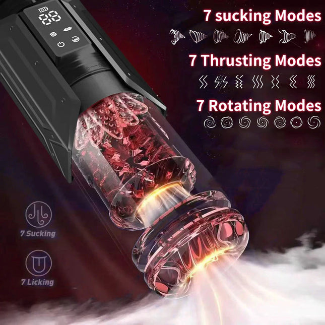 APP LED Automatic Male Masturbator Cup 7 Sucking Rotating Licking Thrusting Modes Pocket Pussy Stroker Blowjob Sex Toys For Men