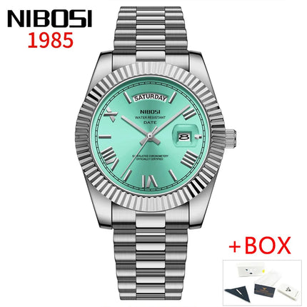 NIBOSI Brand Luxury Gold Red Quartz Watch for Men, Stainless Steel, Waterproof, Luminous, Date, Week, Fashion Men's Watches, Reloj Hombre