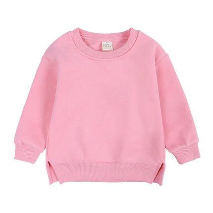 2024 New Autumn Girls Hoodies 9M-6T Kids Solid Colored Plush Pullover Children Boys Tops 9 Colors