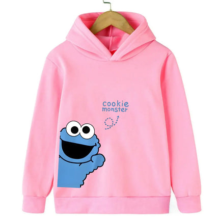 Sesame Street Cookie Monster Print Children's Hoodie Autumn and Winter Warm Casual Pullover Suitable for Boys and Girls