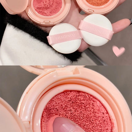 Creamy Air Cushion Blush Hydrating Matte Pink Natural Cheek Tint Brighten Face Waterproof Silky Liquid Blusher Cream With Puff