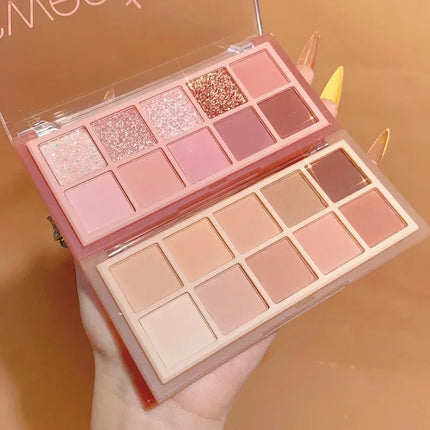 10 Colors Eye Shadow Palette Glitter Pearly Eyeshadow Nude Shiny Long Lasting Waterproof Charming Eyes Make Up Palette Cosmetics
