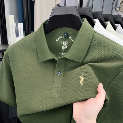 Men's Short Sleeve Polo Shirt Embroidered Cotton Blend Breathable Fashionable Turn-down Collar Summer New Arrival T-shirt