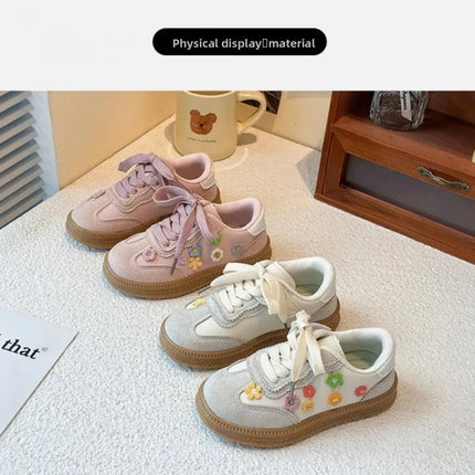 PU Leather Sport Shoes For Children Korean Style Teenager Kid's Sneakers Waterproof Outdoor Girl's Tennis Footwear Casual Shoes