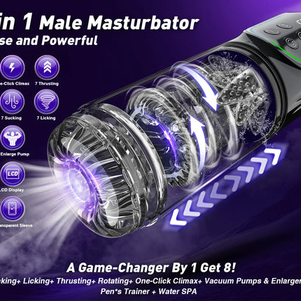 Automatic Male Masturbator APP Controlled 7 Modes Vibrating Pocket Pussy Realistic 3D Texture Tight Stroker Blowjob Pro Sex Toy