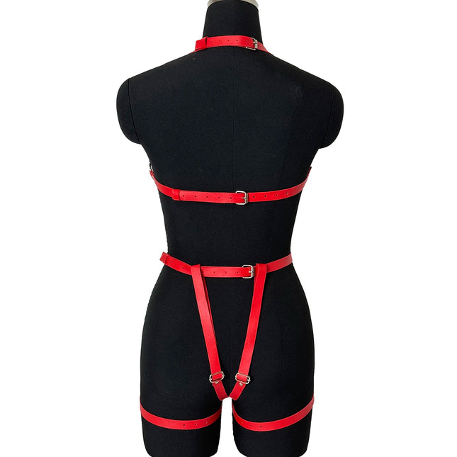 Women's Sexy Body Harness Belt PU Leather Belt BDSM Bondage Lingerie Harness Goth Fetish Clothing Festival Rave Outfit