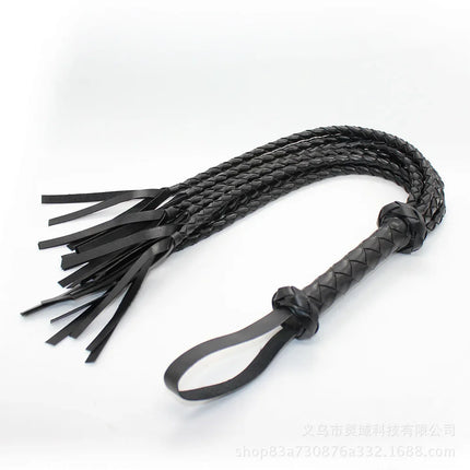Black&Red Braided Handle Tails Handle Leather Flogger Handmade Horse Whip Horse Racing Flogger New