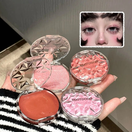 Face Makeup Ice Blue Glitter Lying Silkworm Peach Pink Pearl Eyeshadow Blusher Palette Highlights Natural Blush Female Cosmetics