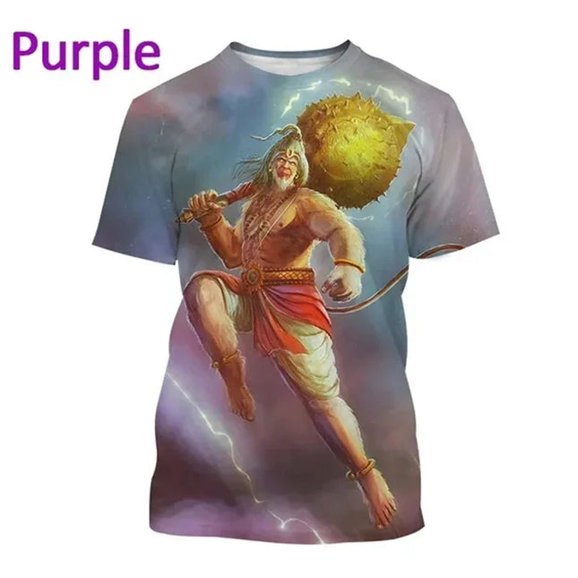 New Indian Monkey God Hanuman 3D Printed T-Shirt Men And Women Clothing Hindu Myth Figure Pattern Streetwear Top Tshirt Tees