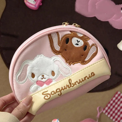 Japanese Style Sanrio Sugarbunnies Shell Shape Storage Bag Handheld Mini Makeup Bag Cute Zipper Coin Purse Girls Handbag Gift