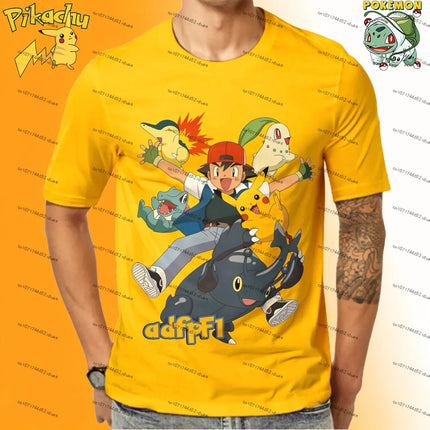 New Men's Pokemon Print T-Shirts Short Sleeve Unisex Y2k T-shirt Summer Streetwear Harajuku Style Oversize Couple Outfit 110-6XL