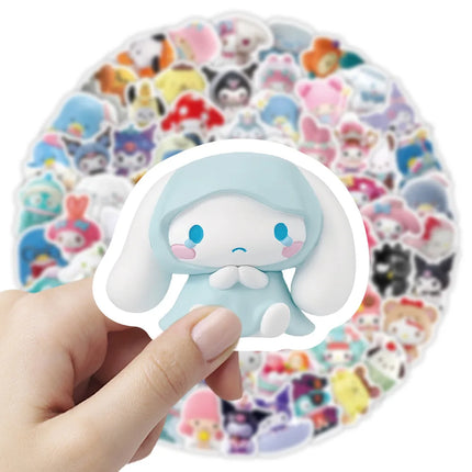 104pcs Cartoon Cute 3d Sanrio Graffiti Stickers Waterproof Decals Stickers For Laptop Phone Thermos Ipad Diy Stickers Kids Gift