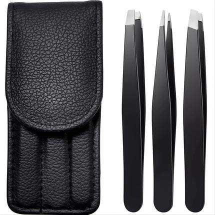 Tweezers Set 3-4pcs Premium Stainless Steel Eyebrow Precision Sharp Tip Tweezers for Body Ingrown and Facial Hair Removal