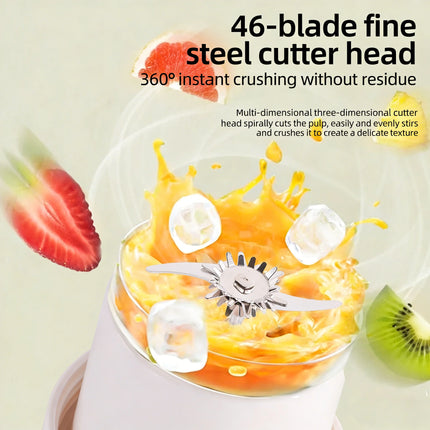 Home Portable Juicer 1400ML, Fresh Fruit Mixer with 46 Blades, USB Rechargeable Multifunctional Ice Crusher Smoothie Blender
