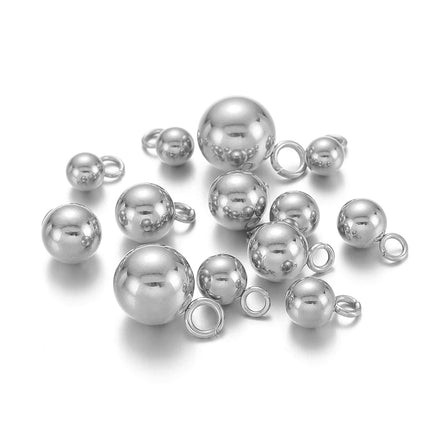 20pcs Stainless Steel Solid Ball Beads Charms Pendants for Necklaces Making DIY Jewelry Earrings Bracelets Findings Wholesale