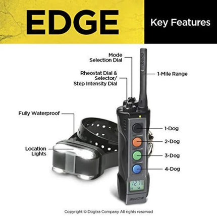 Professional outdoor training: waterproof nylon collar, black, 1-mile range with LED receiver and expandable 4-dog control
