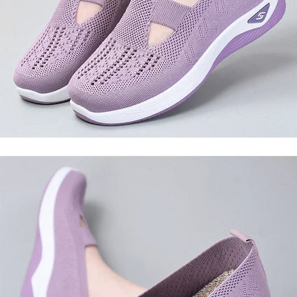 Shoes for mothers soft soles casual blue mesh shoes Women's shoes, breathable and comfortable in spring and summer