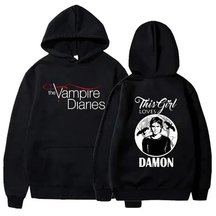 2026 The Vampire Diaries Hoodies Fashion Personality Hooded Sweatshirt Casual Outdoor Loose Long Sleeve Pullover Harajuku