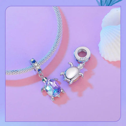 BAMOER 925 Sterling Silver Dreamy Ocean Series Dazzling Crab Beads Seahorse Pendant Charms for Women Bracelet and Necklace DIY