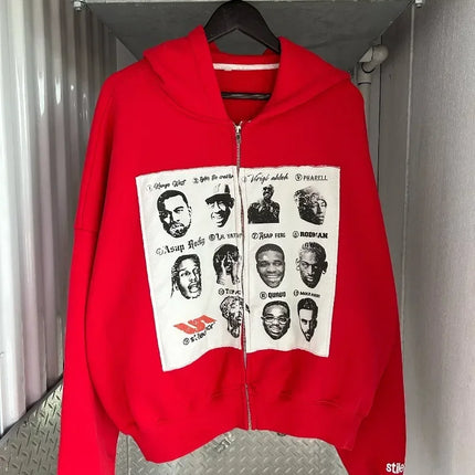 New Harajuku Solid Color Printed Pattern Hoodie for Women Retro Fashion Casual Gothic Men and Women Sports Hoodies traf