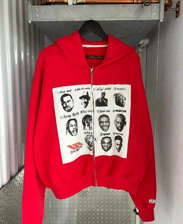 New Harajuku Solid Color Printed Pattern Hoodie for Women Retro Fashion Casual Gothic Men and Women Sports Hoodies traf