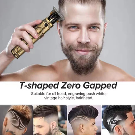 Wireless Stainless Steel T Blade Sharp Hair Trimmers T9 USB Men Shaver Rechargeable Baldheaded Hair Clippers Cutting Machine