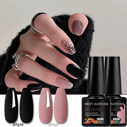 2pcs Pink Black Gel Nail Polish Set HEMA TPO FREE Semi Permanent Soak Off UV Gel Varnish Nail Supplies For Manicure DIY Nail Art