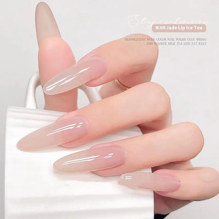 1pc 5g Nail Polish Jelly Ice Clear Nude, Peelable UV LED, Glossy Finish, Solid Color Pattern DIY Nail Art