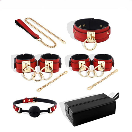 Leather Red Handcuff Anklecuffs Bondage BDSM Goth Red PU Leather Bracelet Cuff Adult Erotic Sex Toys for Couple Sexy Adult Games